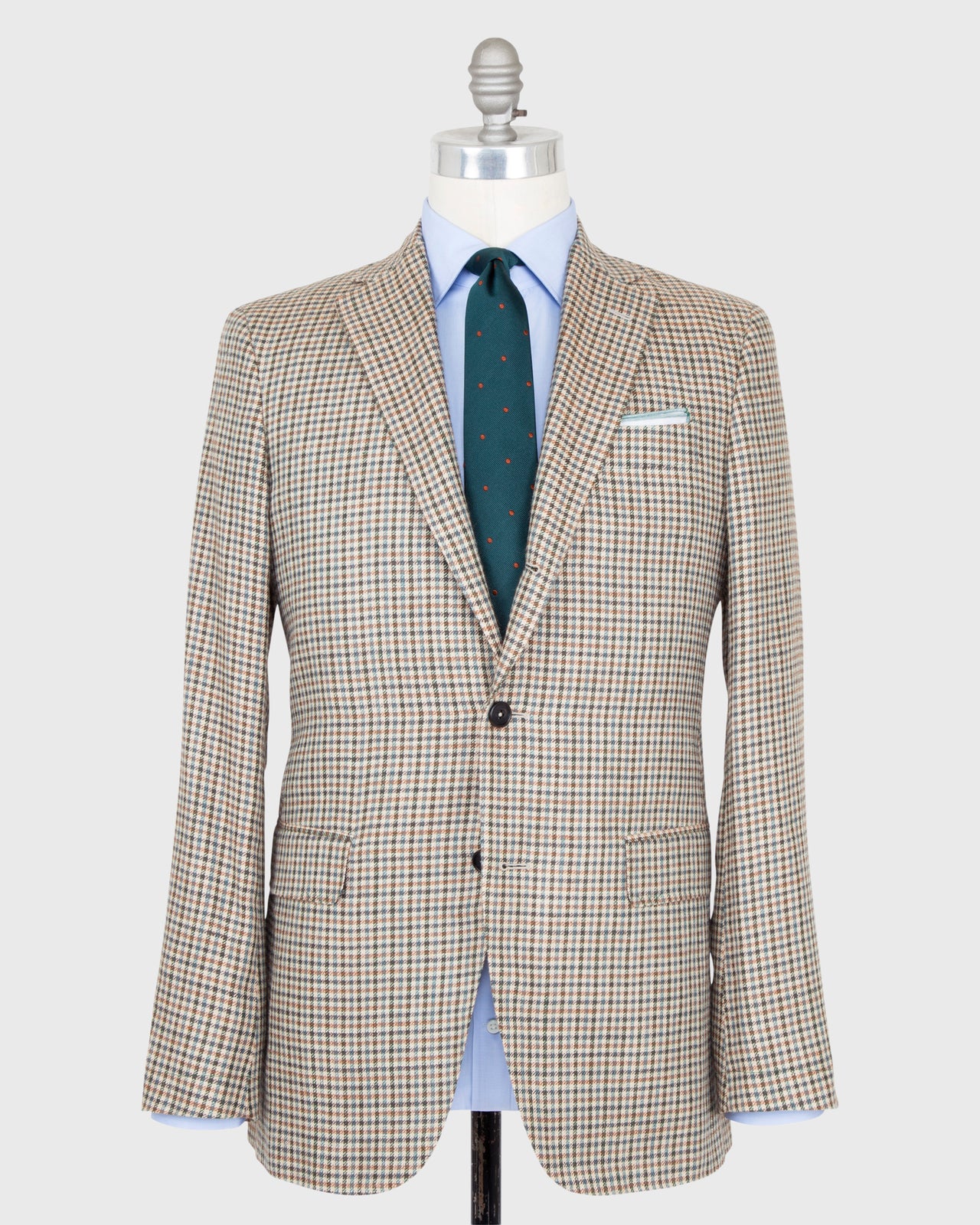 Virgil No. 2 Jacket in Stone/Brown/Forest Check Hopsack