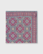 Load image into Gallery viewer, Hand-Rolled Wool/Silk Pocket Square in Evergreen/Burgundy/Gold Aztec
