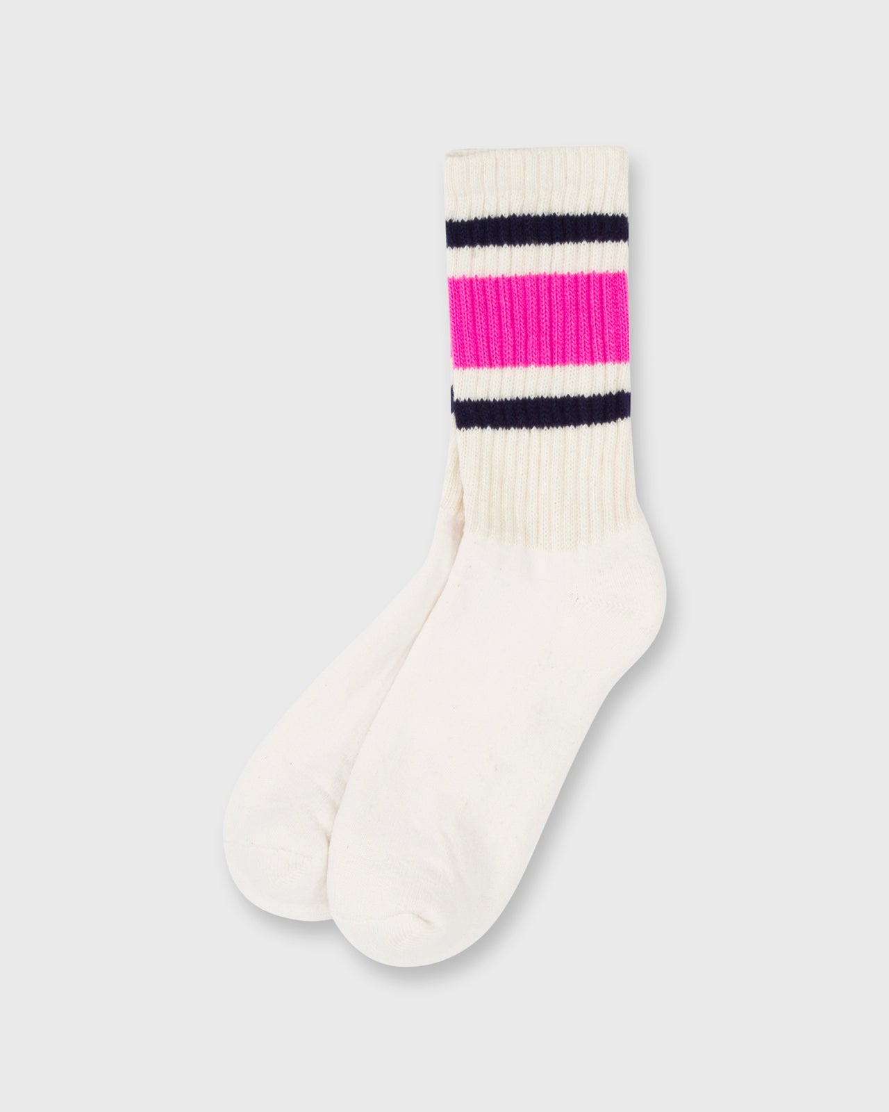 Retro Stripe Socks in Neon Pink/Navy