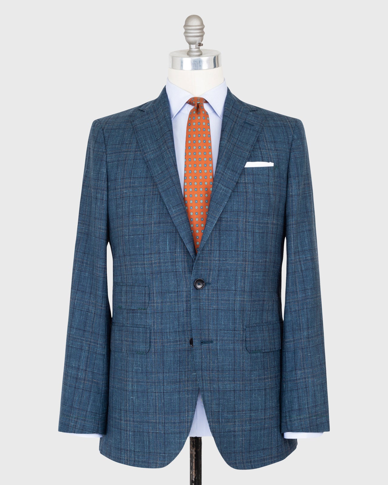 Virgil No. 2 Suit in Petrol/Navy/Chocolate Glen Plaid Plainweave