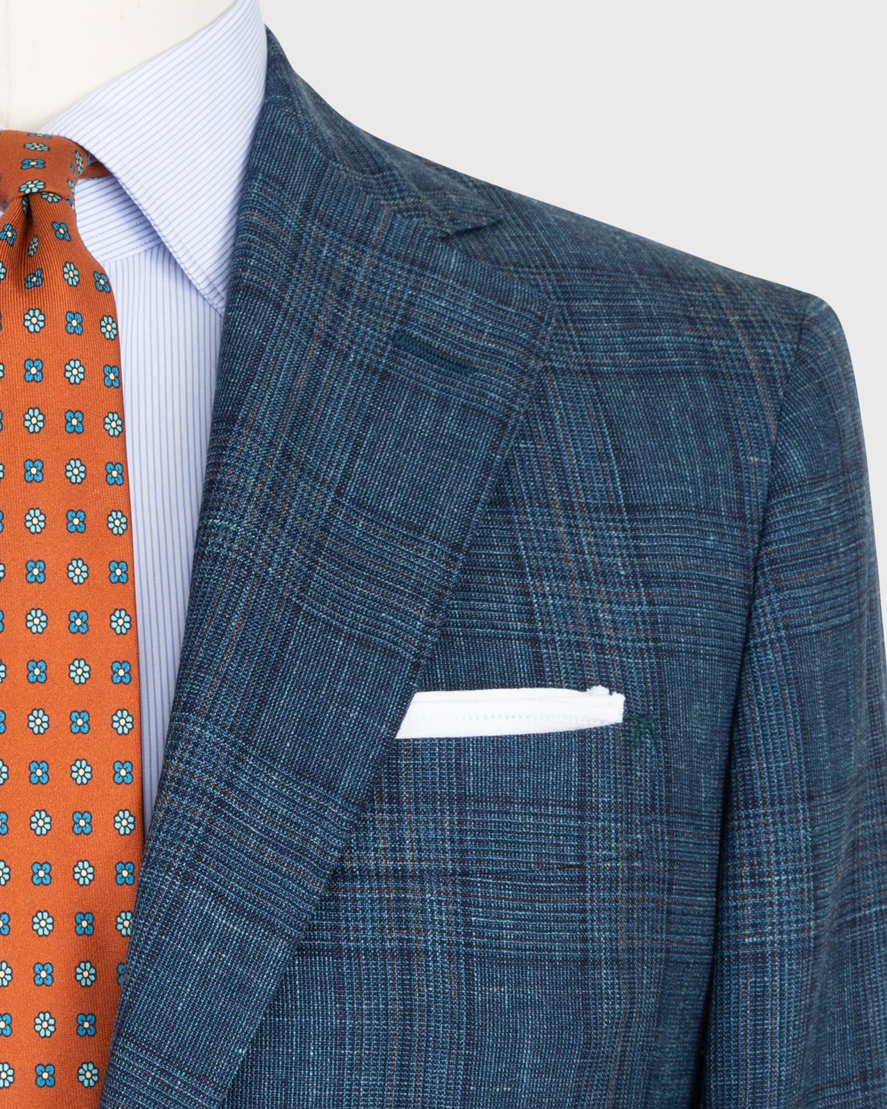 Virgil No. 2 Suit in Petrol/Navy/Chocolate Glen Plaid Plainweave
