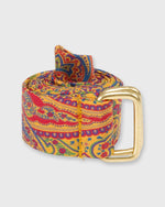 Load image into Gallery viewer, D-Ring Belt in Mustard/Blue/Red Paisley Silk
