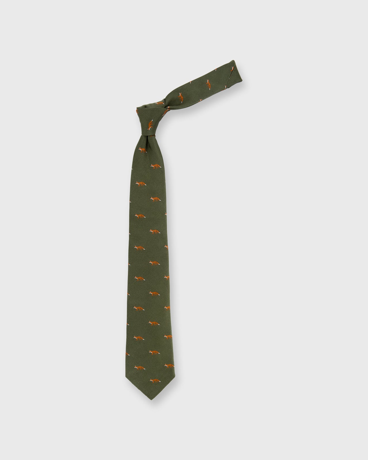 Silk Club Tie in Olive Fox