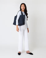 Load image into Gallery viewer, Mercato Handwoven Tote in Navy Coated Cotton
