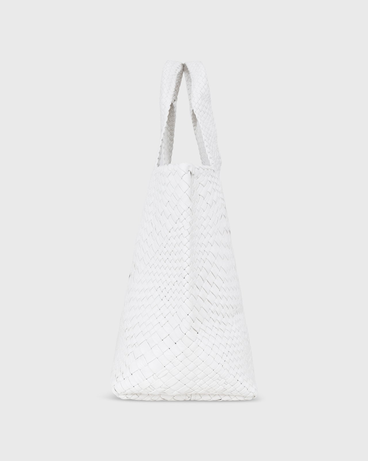 Mercato Handwoven Tote in White Leather