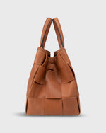 Load image into Gallery viewer, Wide Woven Satchel Bag in Biscuit Leather
