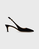 Load image into Gallery viewer, Kitten Heel Slingback in Black Suede
