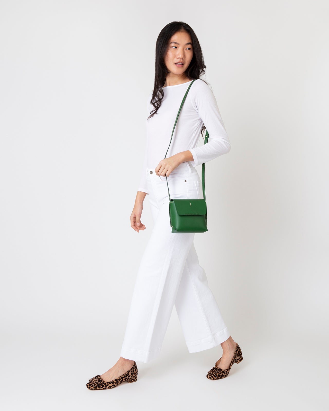 Lucette Crossbody Bag in Green Leather