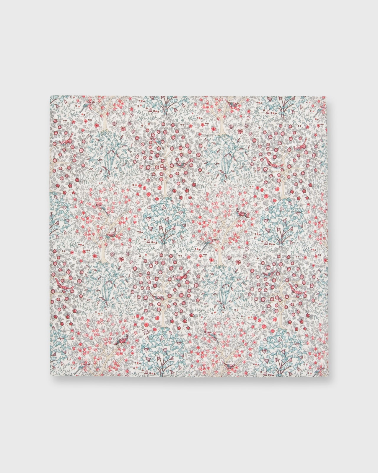 Hand-Rolled Cotton Pocket Square in Red/Green Jesse & Jean Liberty Fabric