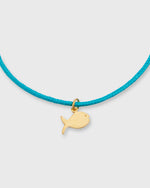 Load image into Gallery viewer, Fish Charm Bracelet in Gold/Seafoam Green Cord
