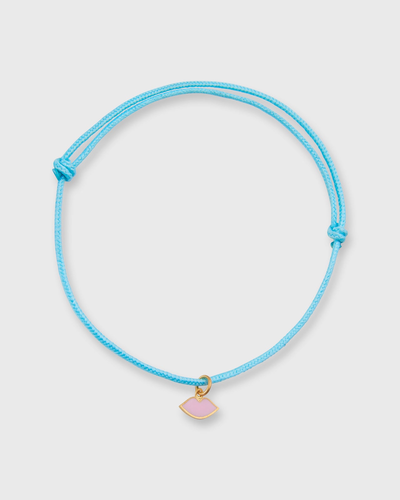 Kiss Charm Bracelet in Pink Enamel/Assorted Color Cord