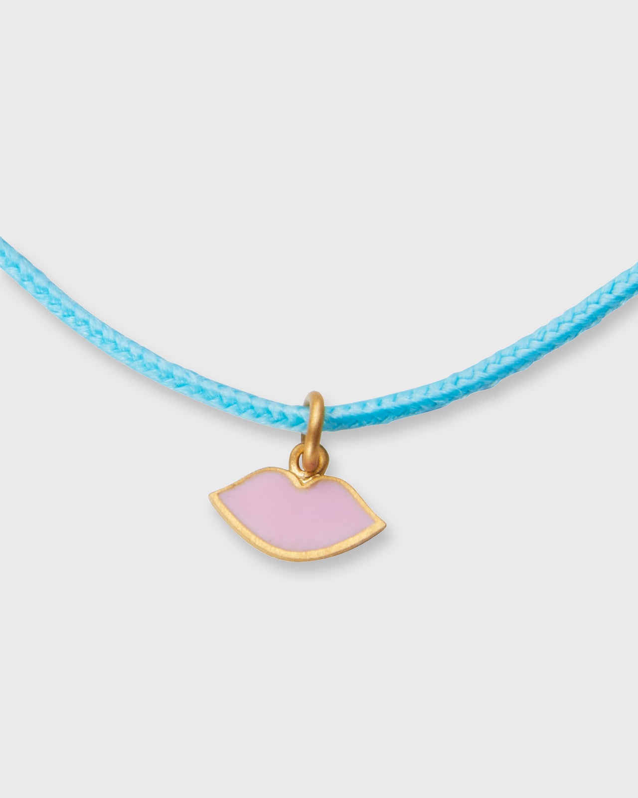 Kiss Charm Bracelet in Pink Enamel/Assorted Color Cord