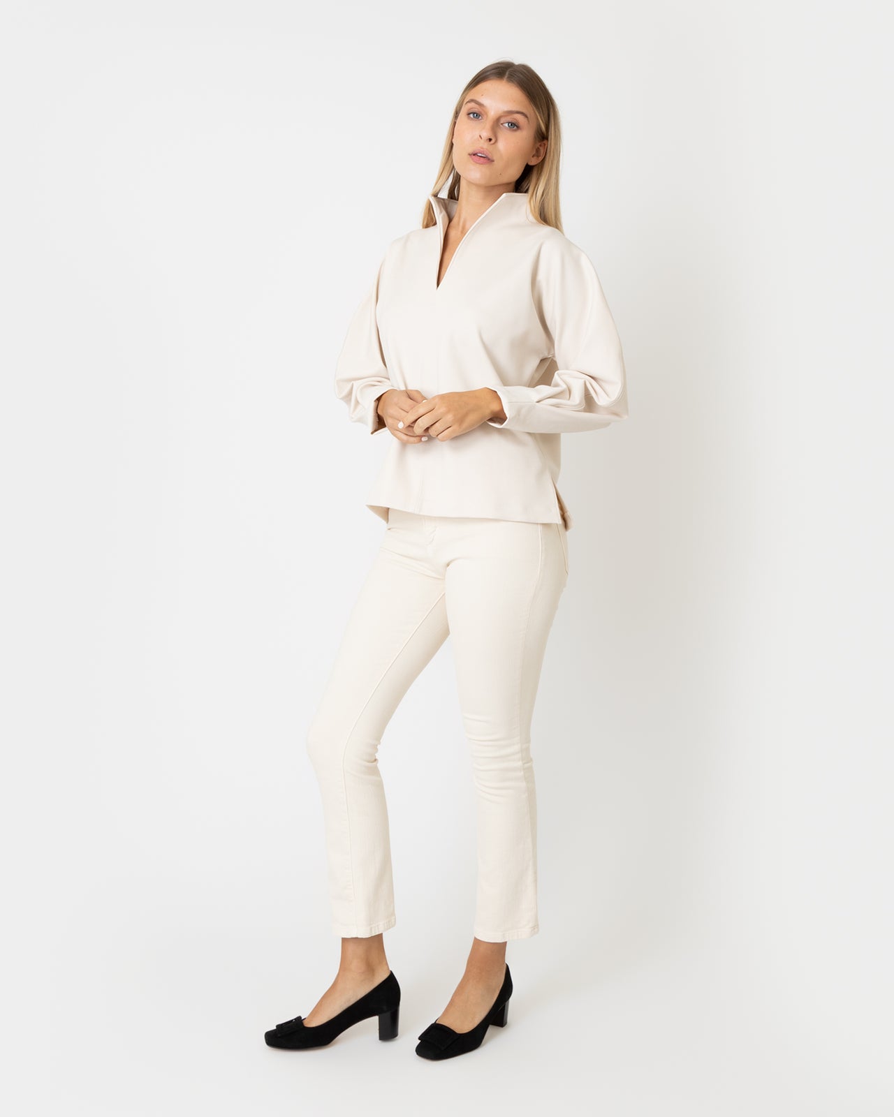 Violet Top in Bisque Bi-Stretch Tricotine