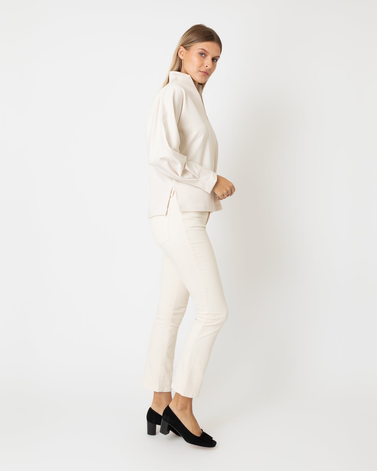 Violet Top in Bisque Bi-Stretch Tricotine