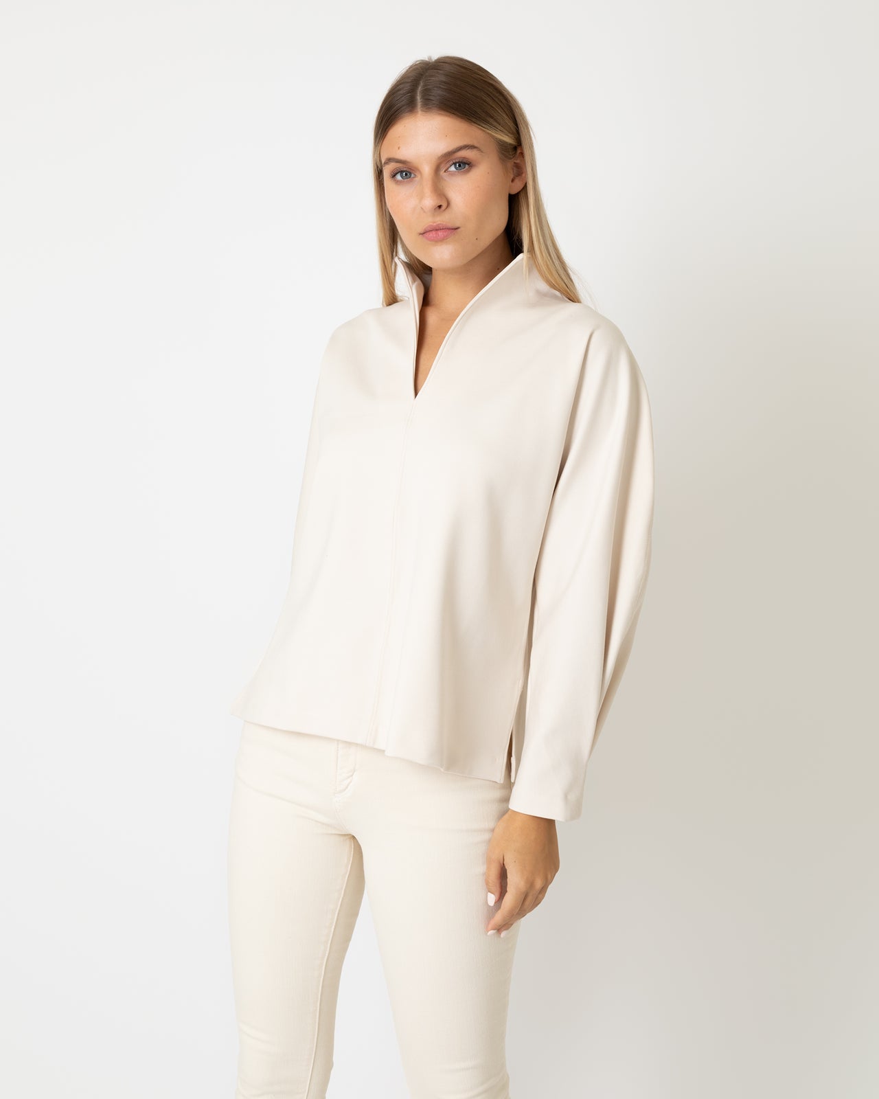 Violet Top in Bisque Bi-Stretch Tricotine
