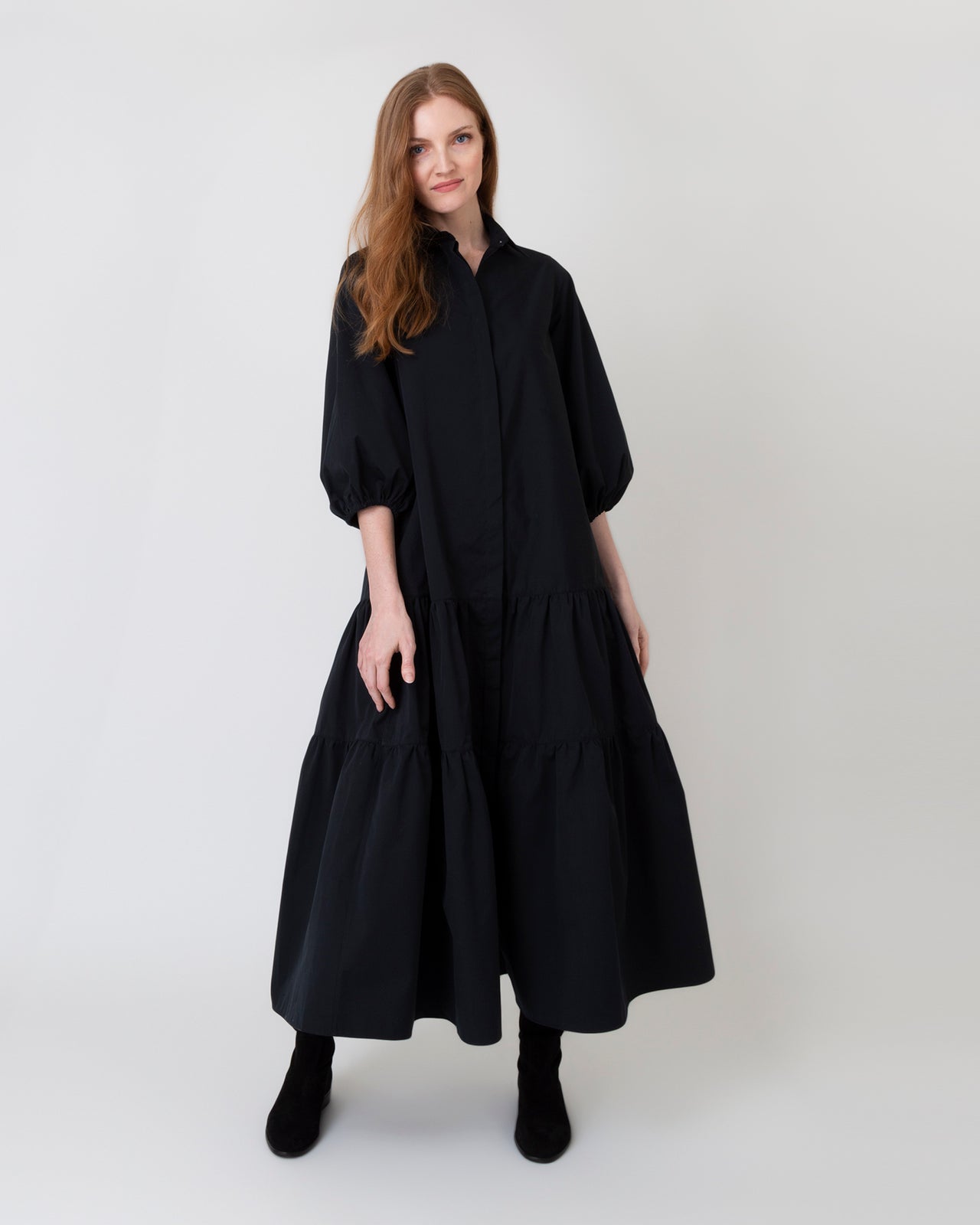 Isla Shirtdress in Black Poplin