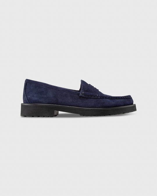 Lug Sole Loafer in Navy Suede
