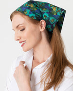 Load image into Gallery viewer, Anyway Scarf in Navy/Turquoise/Gold Jemma Rose Liberty Fabric
