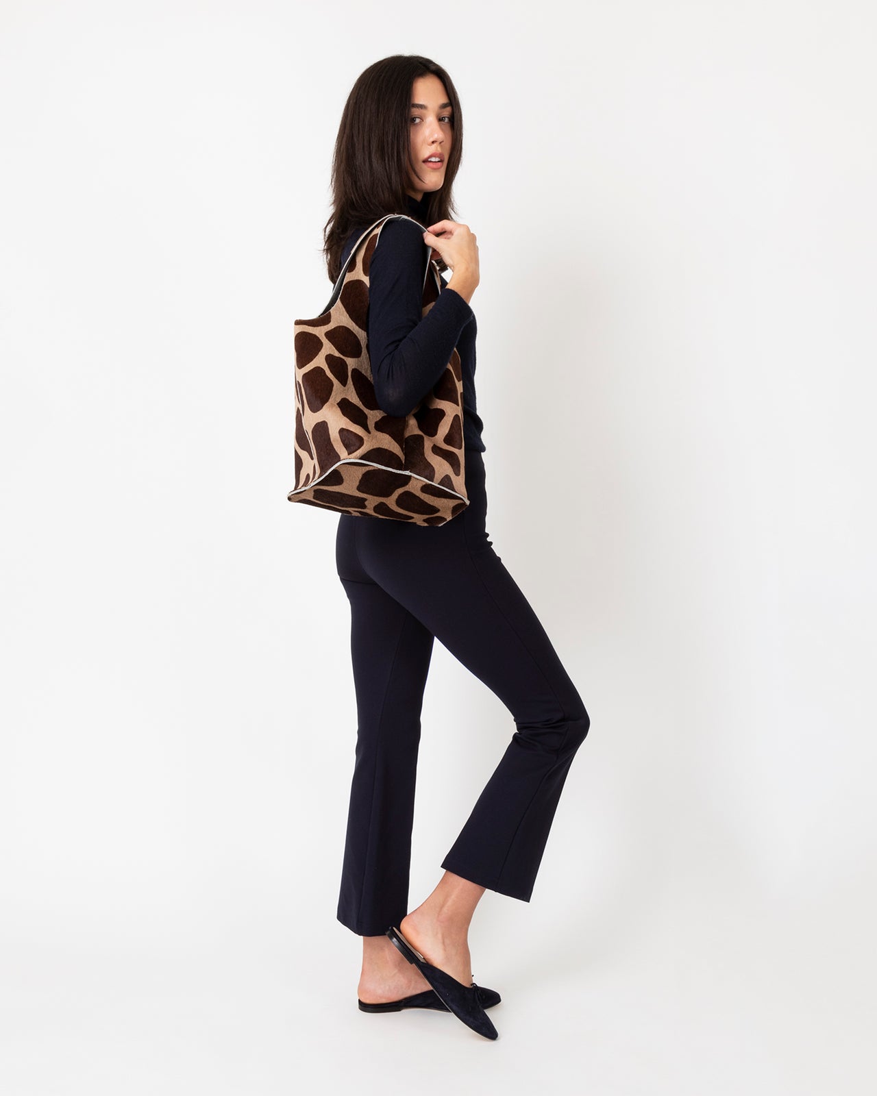 Large Paola Bucket Bag in Giraffe Calf Hair