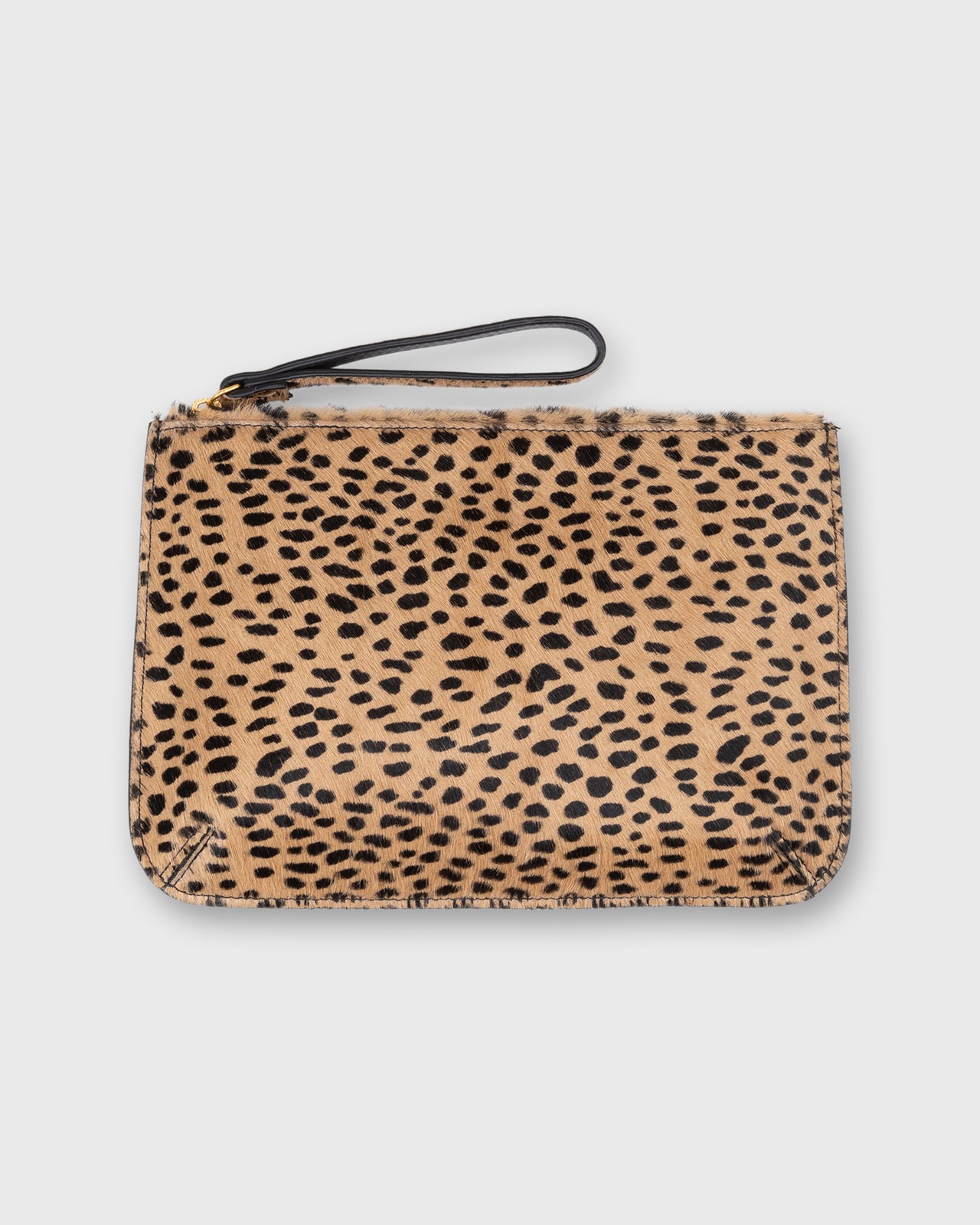 Zip Clutch in Leopard Calf Hair