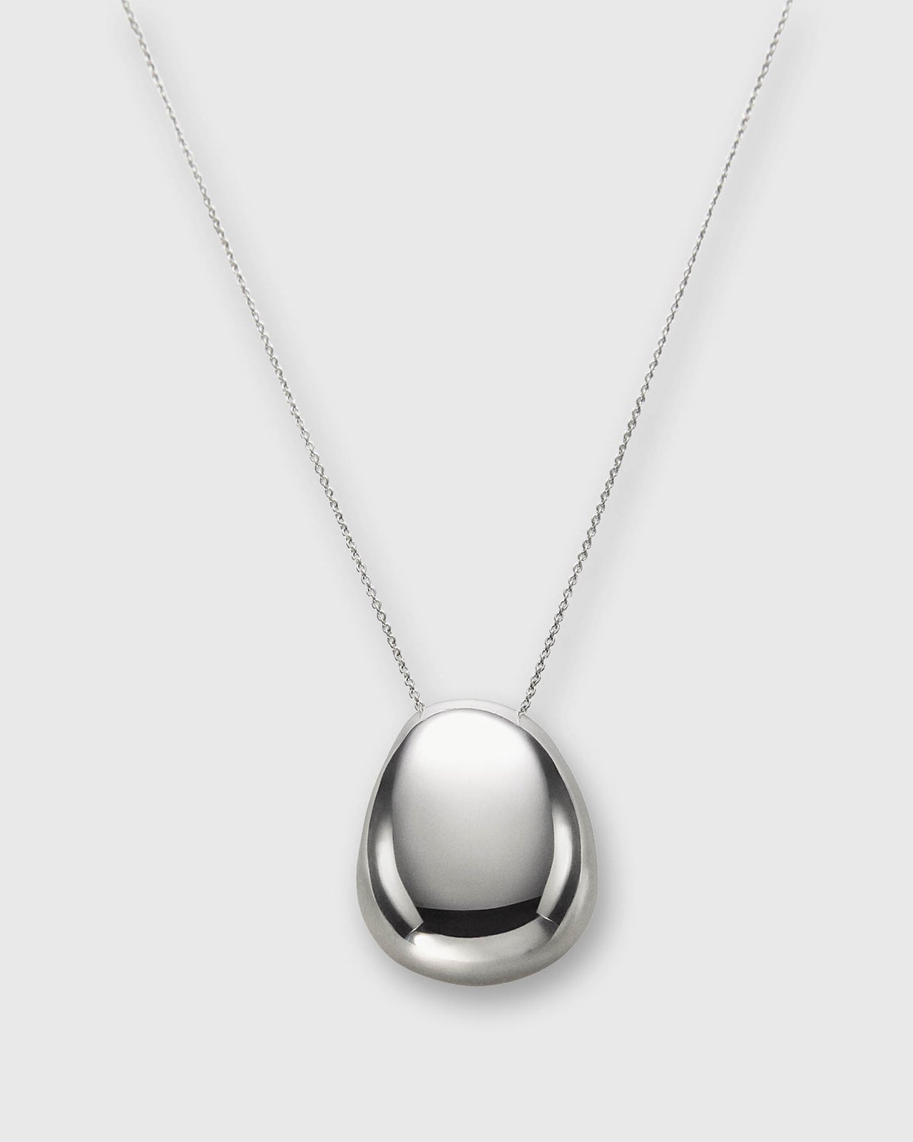 Large Oval Pendant Necklace in Sterling Silver