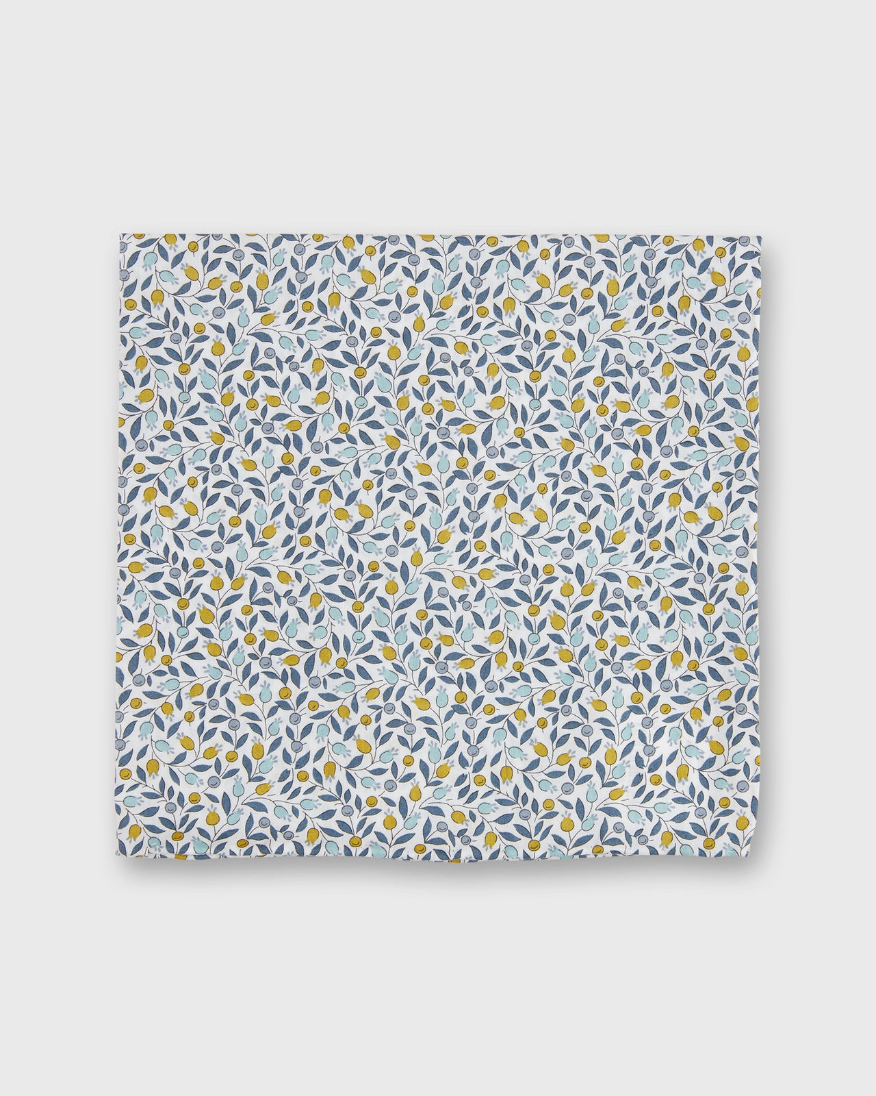 Hand-Rolled Cotton Pocket Square in Blue/Yellow Floriana Liberty Fabric