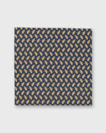 Load image into Gallery viewer, Hand-Rolled Cotton Pocket Square in Navy/Gold Paisley Feather Liberty Fabric
