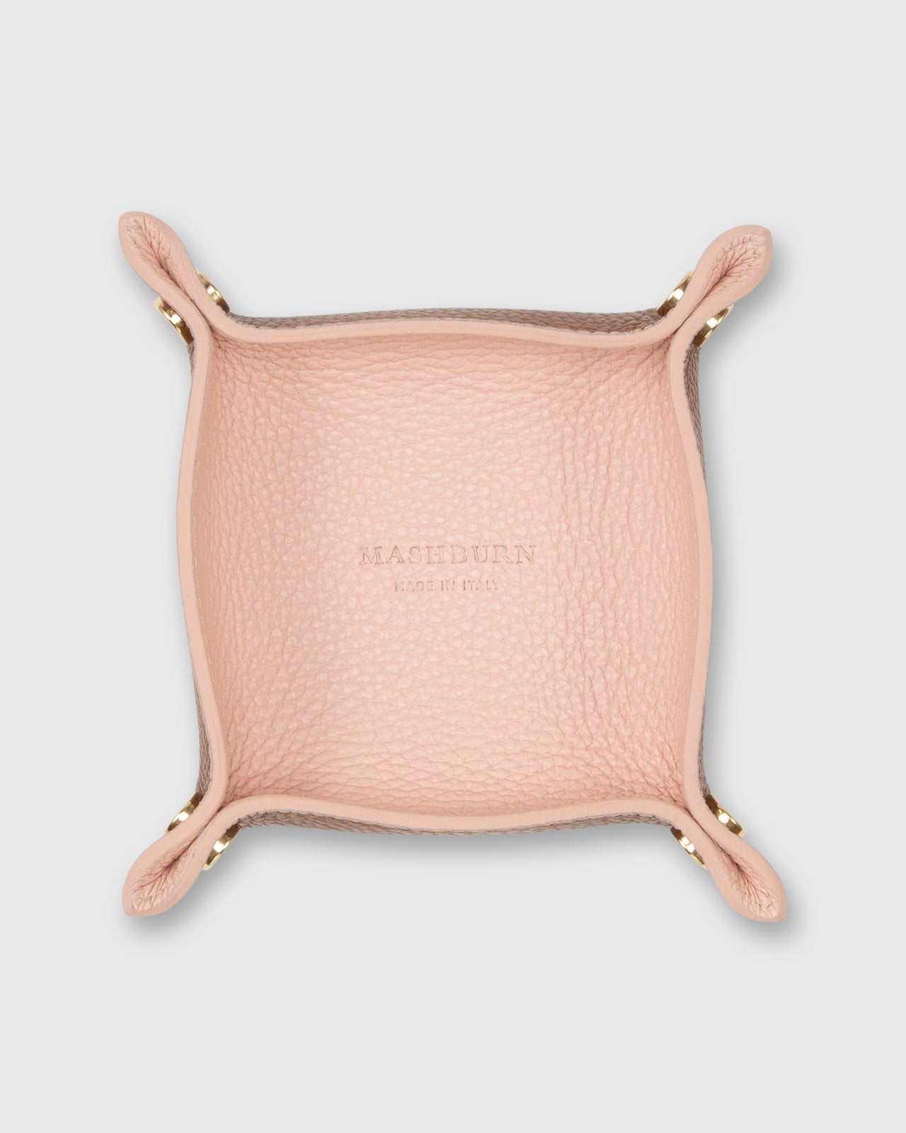 Two-Tone Soft Small Square Tray in Pale Pink/English Tan Leather