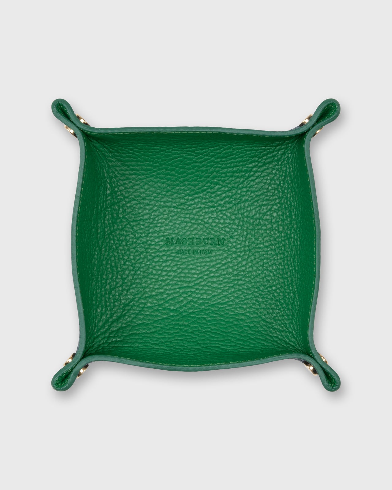 Two-Tone Soft Medium Square Tray in Kelly/Dark Blue Leather