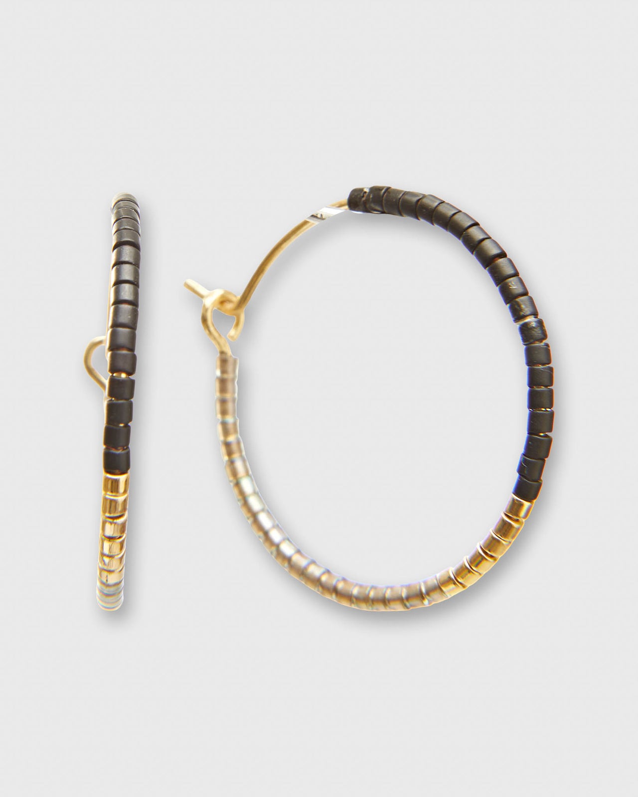 Small Color Field Hoop Earrings in Black