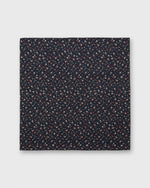 Load image into Gallery viewer, Hand-Rolled Cotton Pocket Square in Navy/Rose Small Floral
