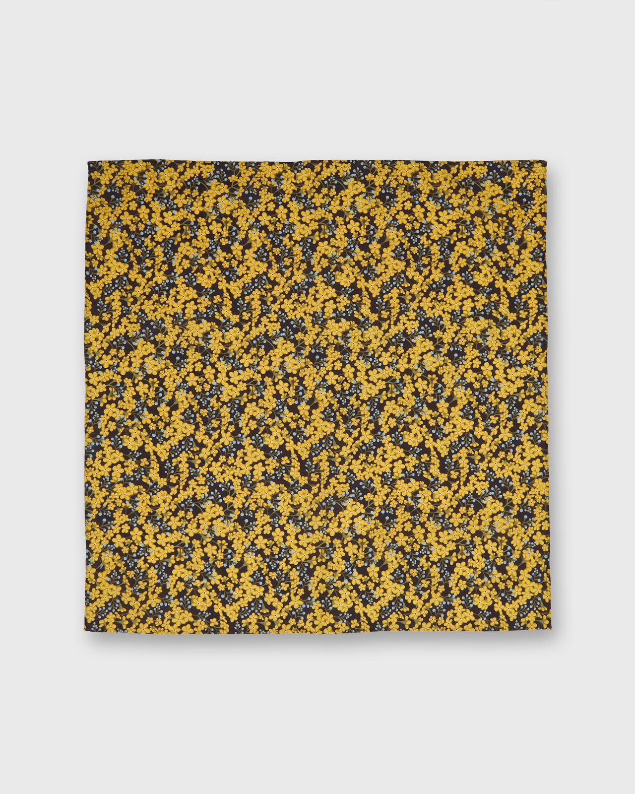 Hand-Rolled Cotton Pocket Square in Yellow/Blue/Brown Star Anise Liberty Fabric