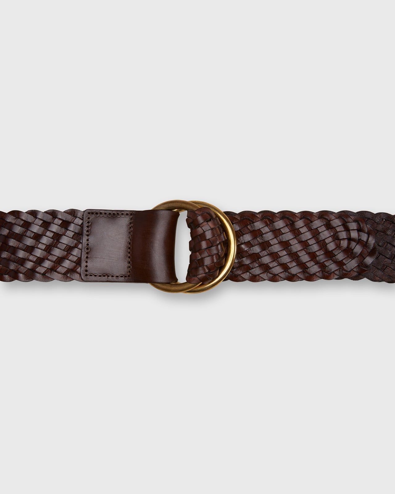 2" Double O-Ring Woven Belt in Chocolate Leather