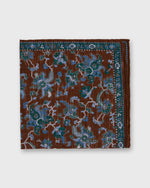 Load image into Gallery viewer, Hand-Rolled Linen/Cotton Pocket Square in Brown/Blue/Green Large Floral
