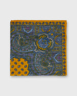 Load image into Gallery viewer, Hand-Rolled Linen/Cotton Pocket Square in Yellow Paisley

