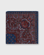 Load image into Gallery viewer, Hand-Rolled Linen/Cotton Pocket Square in Navy Paisley
