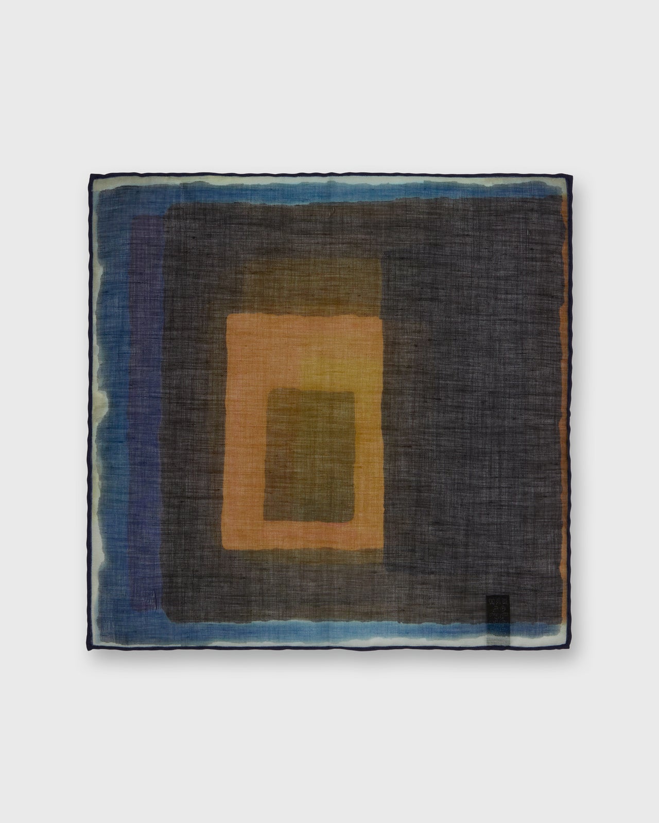 Hand-Rolled Cotton/Linen Pocket Square in Blue/Multi Abstract Square