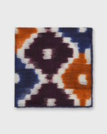 Load image into Gallery viewer, Hand-Rolled Cotton/Linen Pocket Square in Ginger/Navy Ikat
