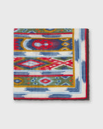 Load image into Gallery viewer, Hand-Rolled Cotton/Linen Pocket Square in Bone/Multi Ikat

