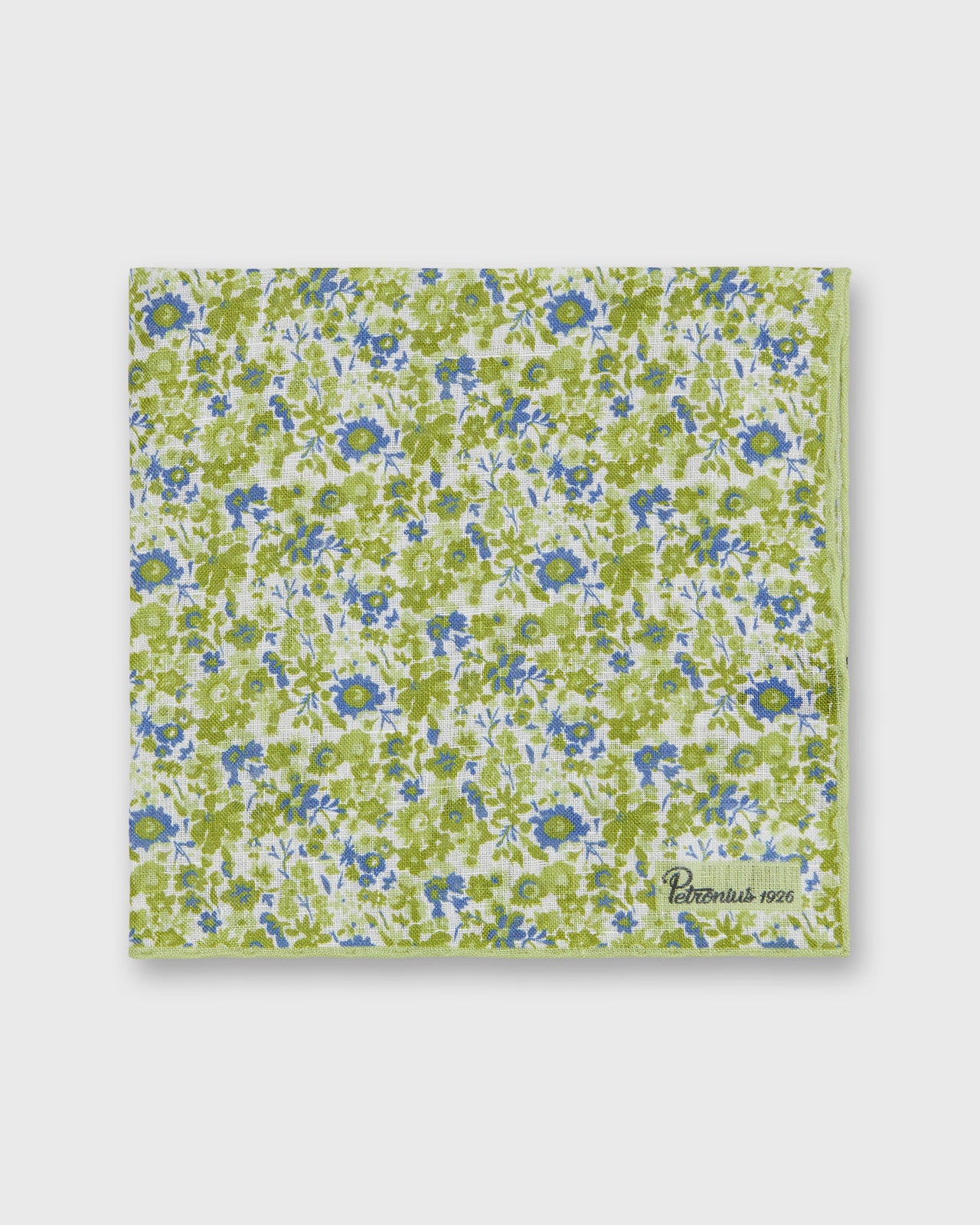 Linen Pocket Square in Bone/Sage Floral