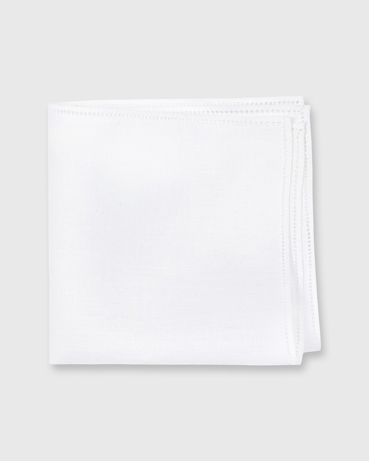 Hem-Stitched Pocket Square White Linen
