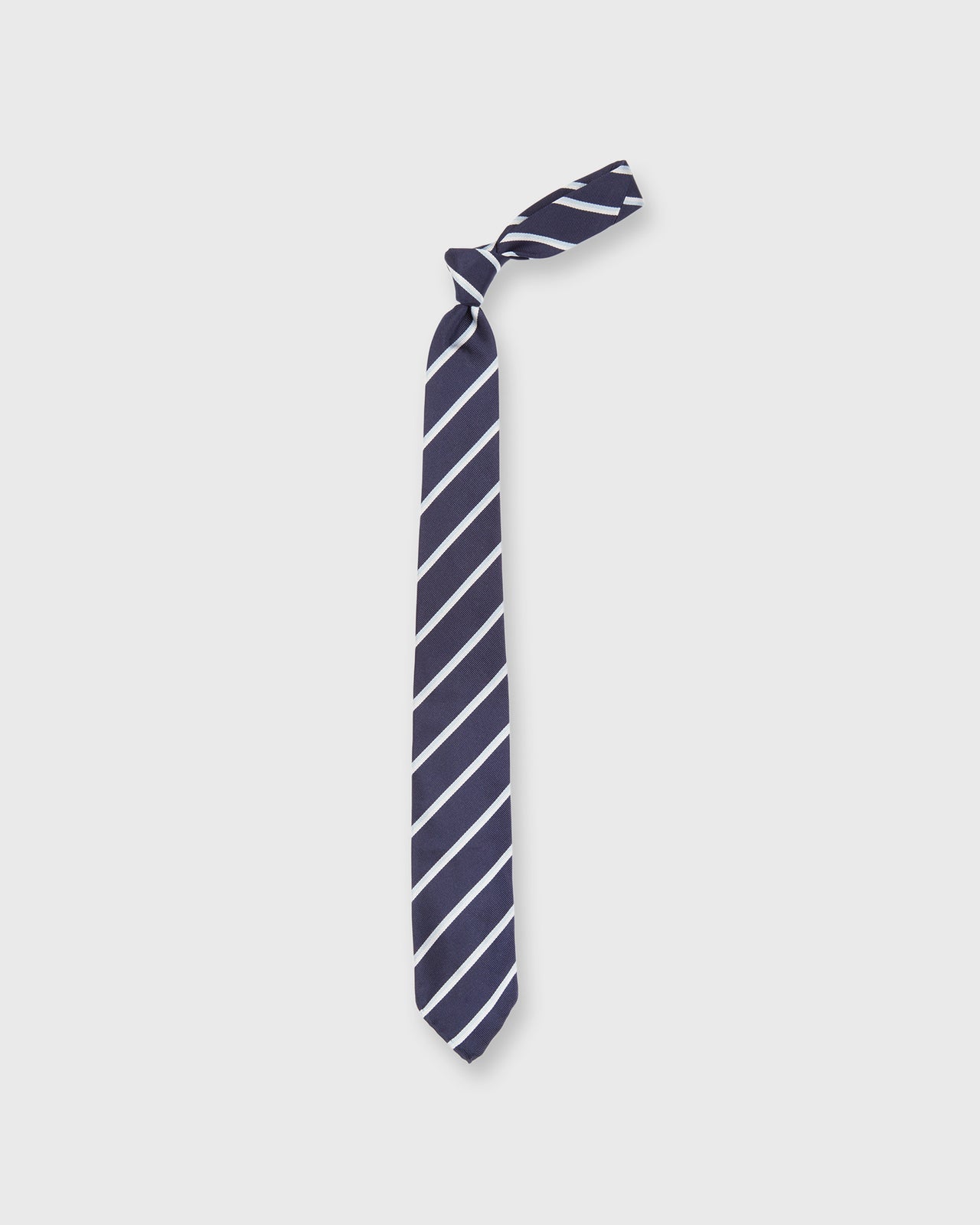 Silk Repp Tie in Navy/Sky/White Stripe