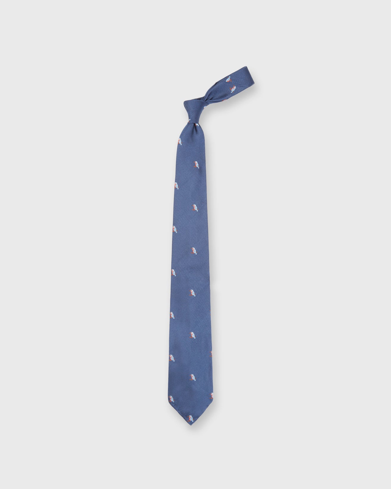 Silk Faille Club Tie in Navy Woodpecker